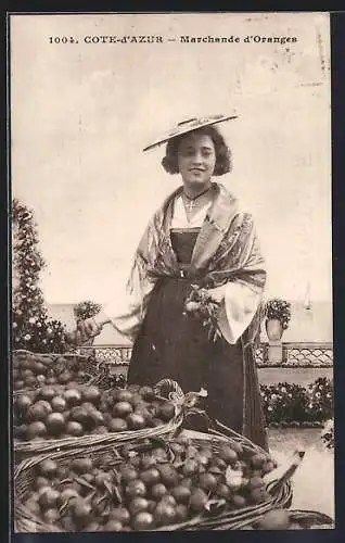 AK Französische Orangenhändlerin aus der Provence in volkstypischer Tracht