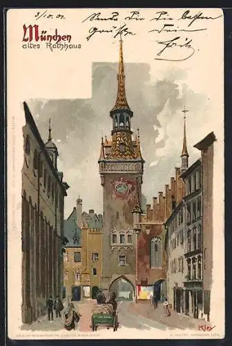 Künstler-AK Heinrich Kley: München, altes Rathhaus