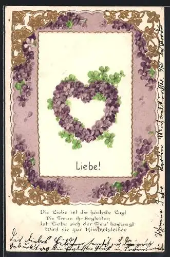 AK Liebe!, Herz aus Blumen, Die Liebe ist die höchste Lust..., Allegorie