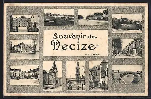 AK Decize, Souvenir avec vues multiples de la ville et monuments historiques