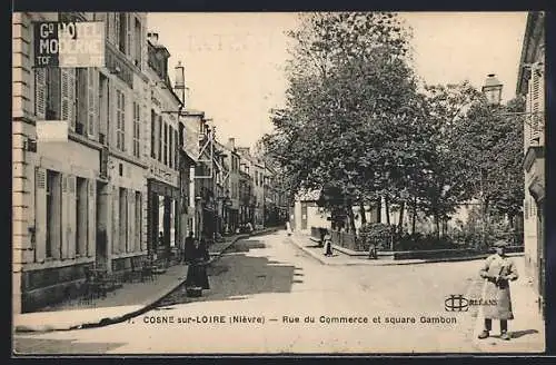 AK Cosne-sur-Loire, Rue du Commerce et square Gambon
