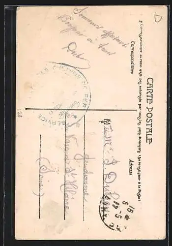 AK Decize, École primaire supérieure et Pensionnat avec élèves devant le bâtiment