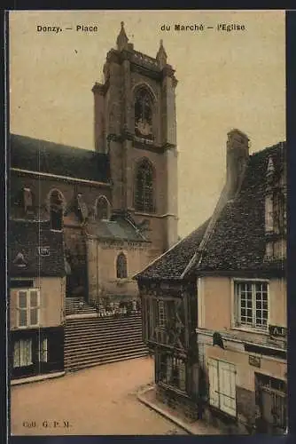 AK Donzy, Place du Marché et l`Église