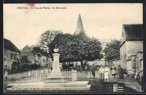 AK Arquian, Place de l`Église, Le Monument