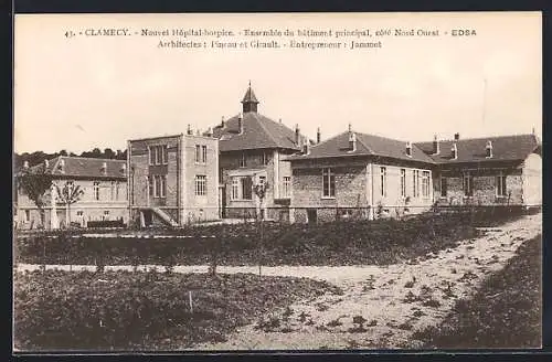 AK Clamecy, Nouvel Hôpital-hospice, Ensemble du bâtiment principal, côté Nord Ouest
