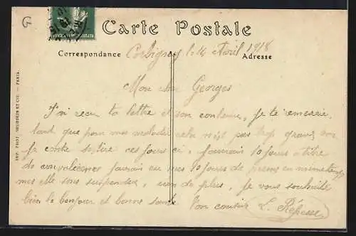 AK Corbigny, Rue de la Gare avec enfants devant une charrette de foin