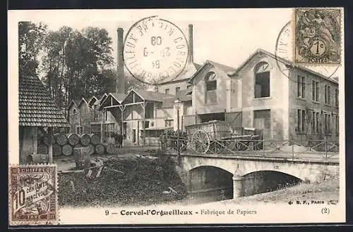 AK Corvol-l`Orgueilleux, Fabrique de papiers avec chariot sur le pont