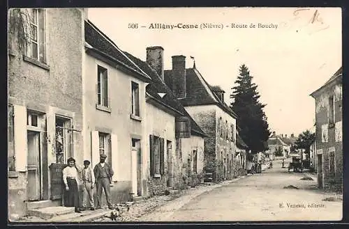 AK Alligny-Cosne, Route de Bouchy avec habitants devant les maisons