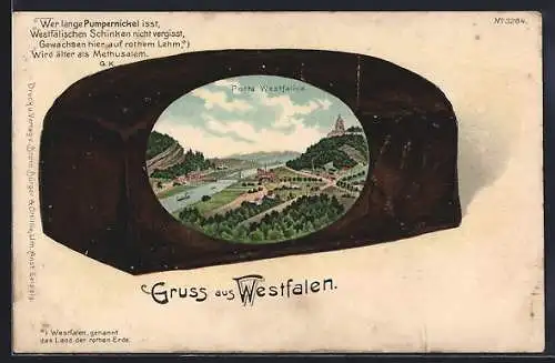Künstler-AK Bruno Bürger & Ottillie Nr. 3264: Porta Westfalica im Brotlaib
