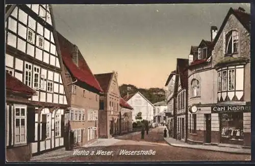 AK Vlotho a. Weser, Weserstrasse mit Uhrengeschäft Knöner