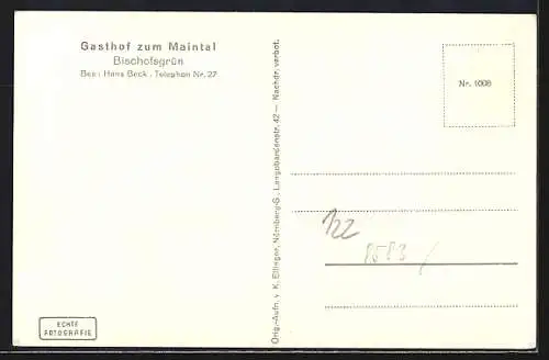 AK Bischofsgrün, Gasthof zum Maintal