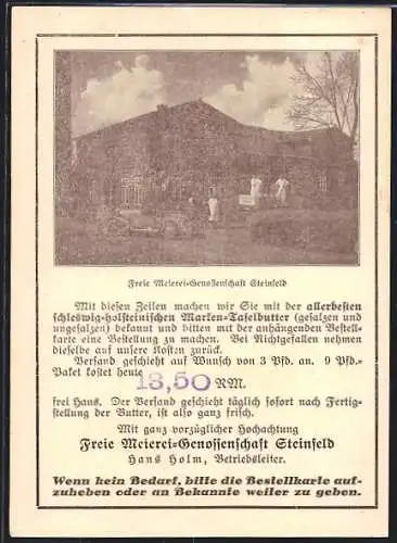 AK Steinfeld / Schleswig, Freie Meierei-Genossenschaft