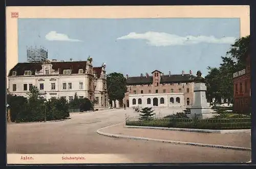 AK Aalen, Hotel Wagner am Schubartplatz mit Bahnhof