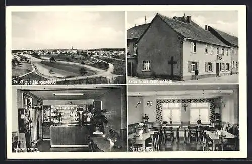 AK Hergenfeld, Ortsansicht, Gasthaus Weissenfels mit Innenansicht, Bes. Fritz Lang