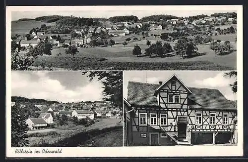 AK Böllstein, Panorama, Gasthaus zur Post, Inh. Leonhardt Heist