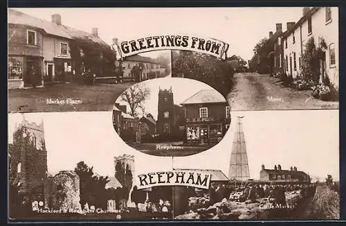AK Reepham, Market Place, Moor, Hackford & Reepham Churches, Cattle-Market
