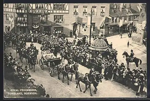 AK Tombland /Norwich, Royal Procession