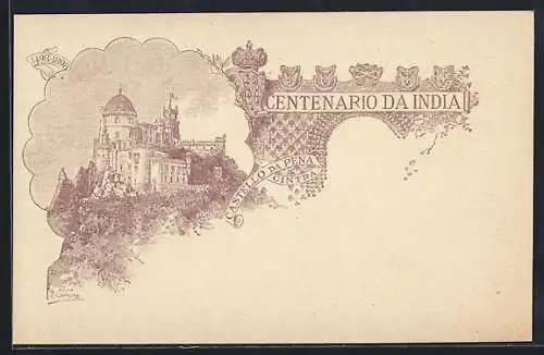 Lithographie Cintra, Centario da India, Castello da Pena Cintra