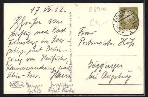 AK Bad Flinsberg /Isergeb., Ortsansicht mit Kaiserstuhl und Heufuder