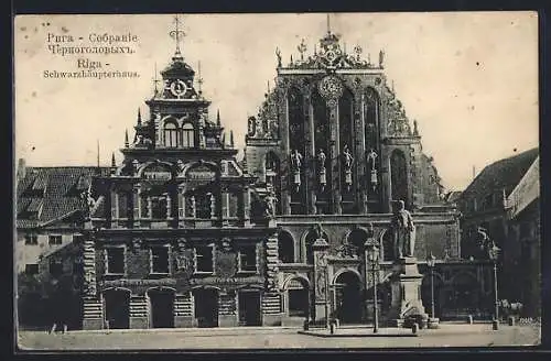 AK Riga, Schwarzhäupterhaus mit Spirituosen Fabrik und Weinhaus