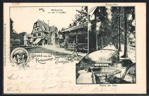 AK Esslingen / Neckar, Waldschenke zu den 3 Linden und Bürgerallee