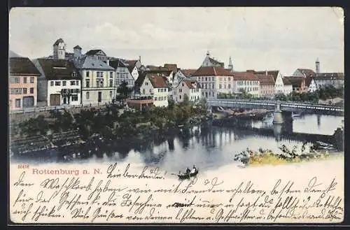 AK Rottenburg a. N., Ortspartie mit Flussbrücke