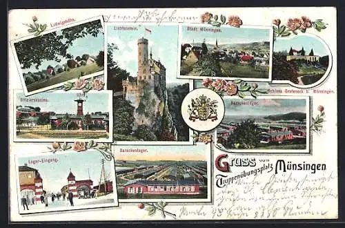 AK Münsingen, Barackenlagere, Lichtenstein, Ludwigshöhe, Offizierskasino