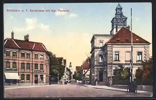 AK Kirchheim / Teck, Karlstrasse mit Kgl. Postamt