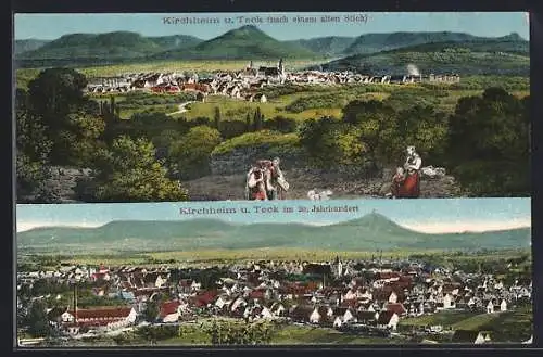 AK Kirchheim / Teck, Blick zum Ort u. Teck