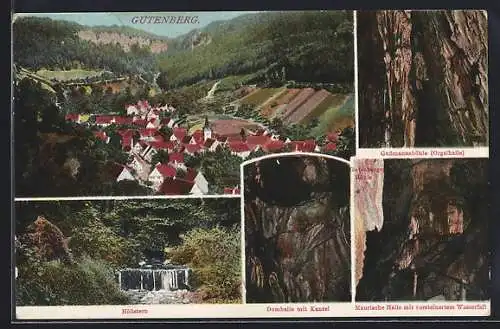 AK Gutenberg / Gussmannshöhle, Gesamtansicht, Höhle, Domhalle mit Kanzel, Maurische Halle