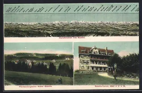 AK Kniebis-Lamm, Hotel, Württembergischer Weiler, Alpenfernsicht mit Alvier, Ringelspitze und Glärnisch
