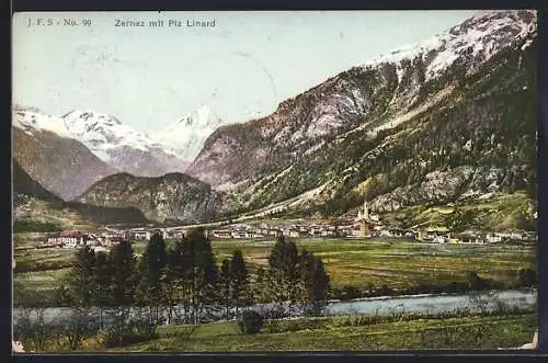 AK Zernez, Ansicht mit Piz Linard
