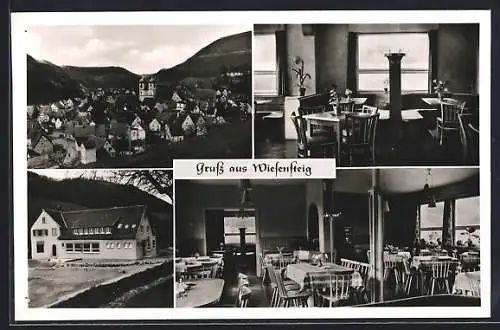 AK Wiesensteig, Ortsansicht, Gasthof-Pension-Kaffee zum Filsursprung K. Bohnaker