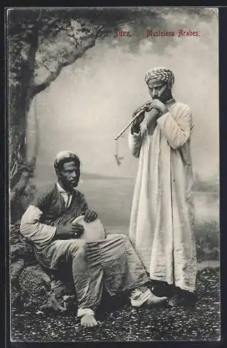 AK Suez, Musiciens Arabes, Araber mit Flöte und Trommel