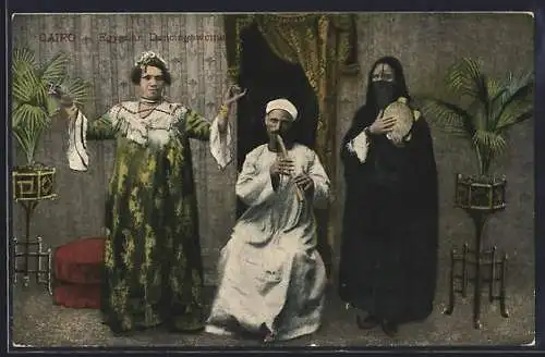 AK Cairo, Egyptian Dancingwoman, Arabische Musiker
