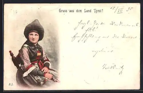 AK Junge Frau in Tiroler Tracht
