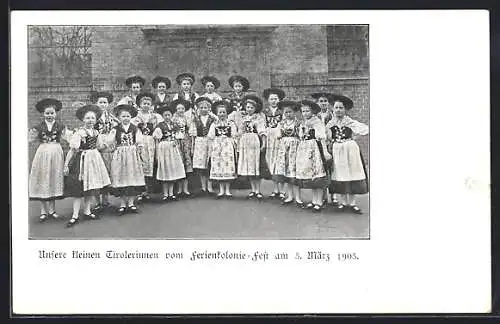 AK Kleine Tirolerinnen in Trachtenkleidung, 1905