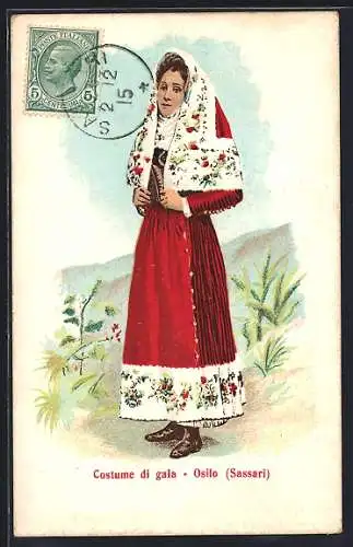 Lithographie Osilo /Sassari, Costume di gala, Italienerin in Tracht