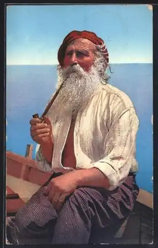 AK Capri, Pescatore Spadaro, Italienischer Fischer mit Tabakspfeife