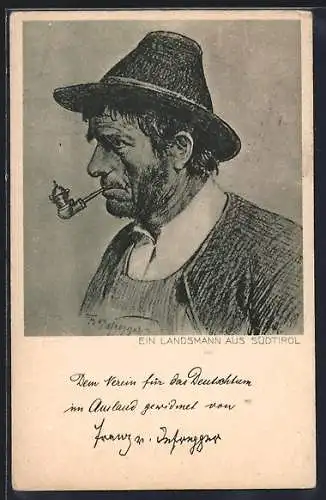 Künstler-AK Portrait eines Landsmanns aus Südtirol