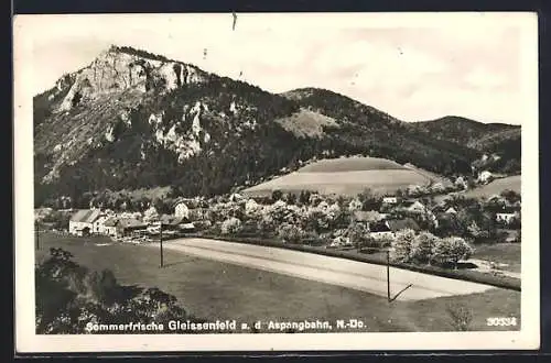 AK Gleissenfeld a. d. Aspangbahn, Panorama mit Ortspartie