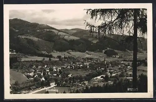 AK Kindberg, Blick auf den Ort hinab vom Waldhang aus