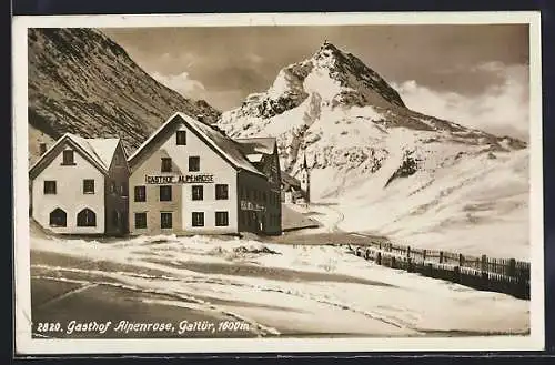 AK Galtür, Gasthof Alpenrose im Winter