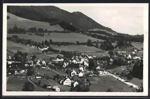 AK Spital am Semmering, Ortsansicht mit Berglandschaft