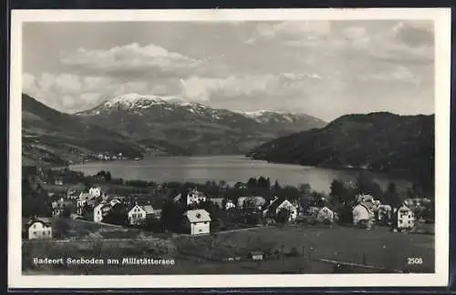 AK Seeboden, Ortsansicht mit Millstättersee und Bergpanorama