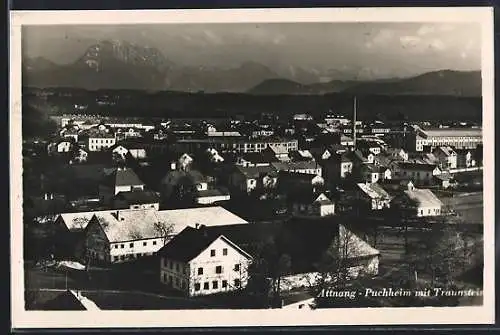 AK Attnang-Puchheim, Totalansicht mit Gebirge