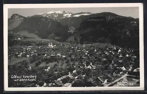 AK Götzis, Blick zum Ort mit Hohe Kugel