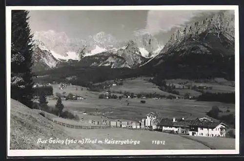 AK Going /Tirol, Ortsansicht mit Kaisergebirge