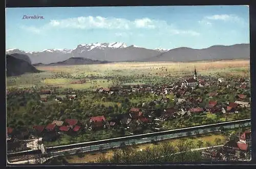 AK Dornbirn, Totalansicht mit Fernblick und Bergpanorama