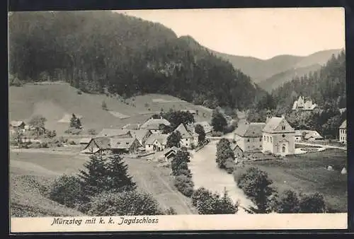 AK Mürzsteg, Teilansicht mit Jagdschloss